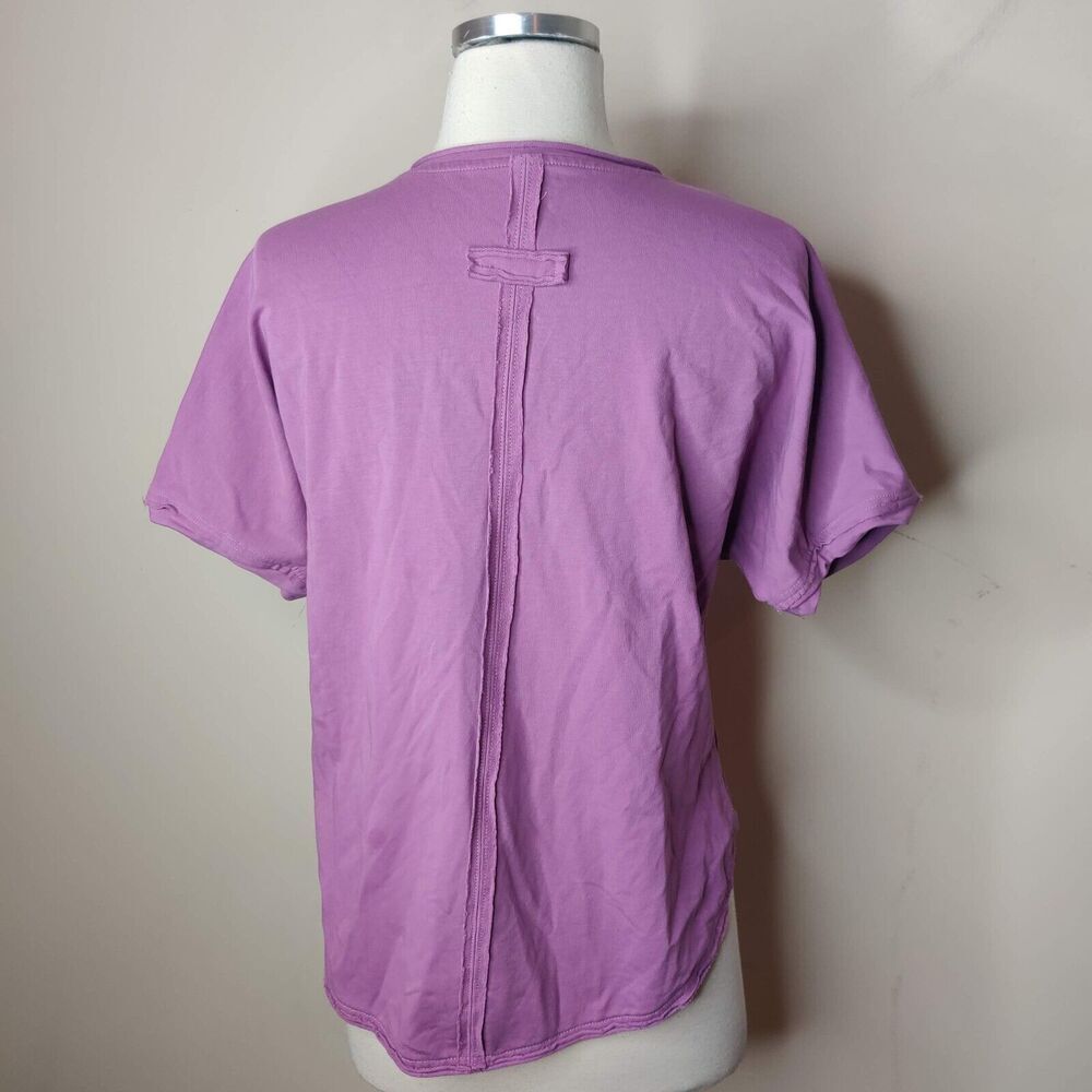 Lulu B Womens Top Size Purple Cotton V-Neck Henley Short‎ Sleeve - Picture 8 of 9